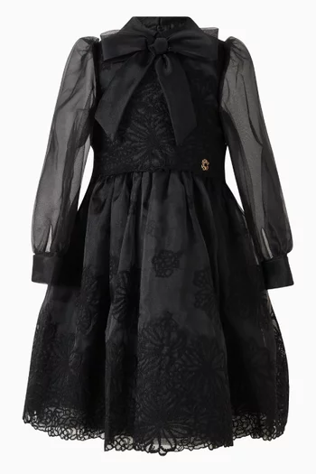 Macramé-embroidered Dress in Organza