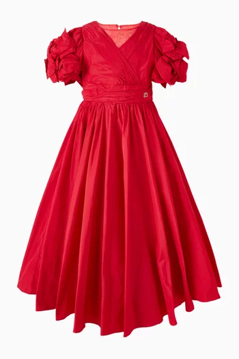 Floral-detail Dress in Taffeta