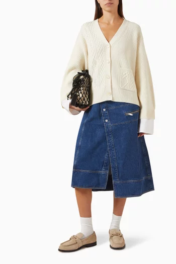 Midi Wrap Skirt in Denim