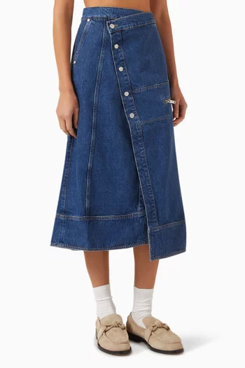 Midi Wrap Skirt in Denim