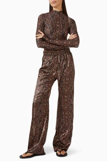 Mockneck Snake-print Top