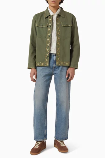 Embroidered Military Jacket in Cotton