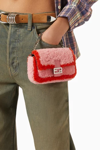 2000s Micro Baguette Bag in Shearling