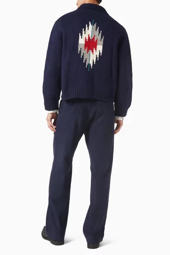 Navajo Knit Zip Jacket in Cotton