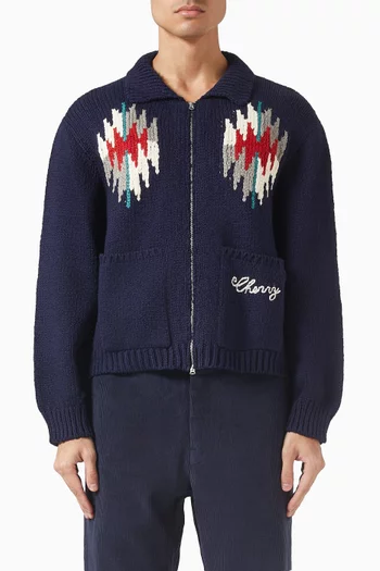 Navajo Knit Zip Jacket in Cotton