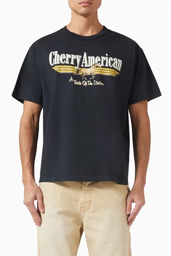 تي شيرت بعبارة Coast to Coast وقصة مربعة قطن