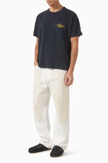 تي شيرت بجيب وقصة مربعة وخمس نجوم قطن