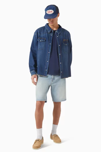 تي شيرت بجيب وقصة مربعة وخمس نجوم قطن