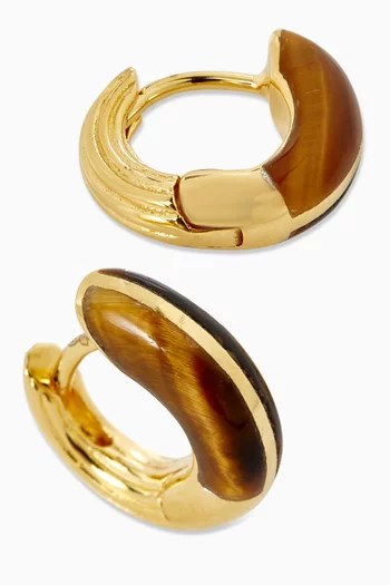 Mini Locus Solus Tiger Eye Earrings in 18kt Gold Vermeil