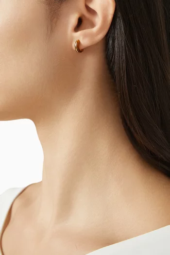 أقراط لوكس سولوس ميني مرصعة بأحجار عين النمر فضة إسترلينية مطلية ذهب عيار 18