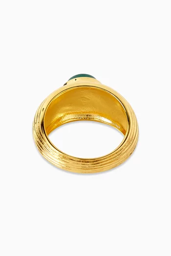 Wave Motion Malachite Signet Ring in 18kt Gold Vermeil