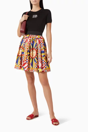 Caretto-print Midi Skirt in Silk