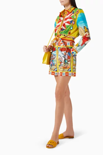 Caretto-print Shorts in Cotton