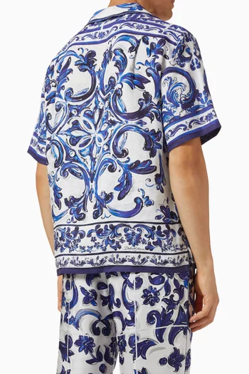 Maiolica-print Hawaii Shirt in Linen