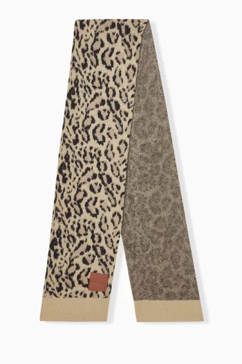 Leopard-print Scarf in Wool-blend