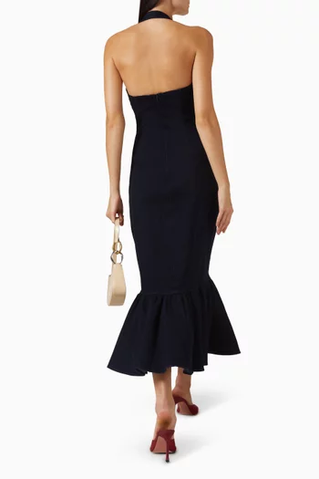 The Ultimate Muse Peplum Hem Dress in Denim