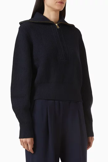 Maura Half-zip Sweater in Rib-knit
