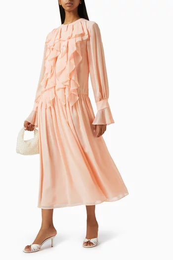 Ruffled-trims Midi Dress