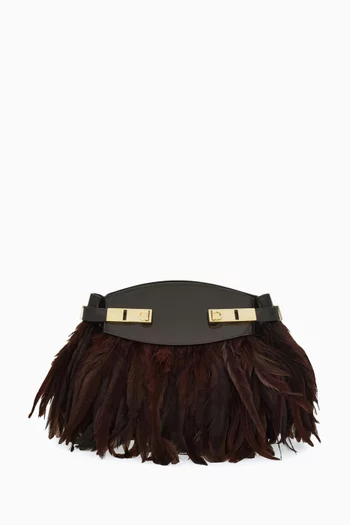 Hug Feathered Clutch in Leather