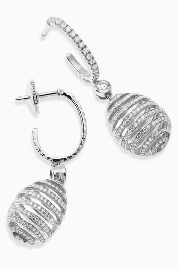 Spiral Egg Drop Earrings in 18kt White Gold