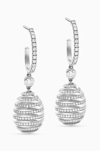 Spiral Egg Drop Earrings in 18kt White Gold