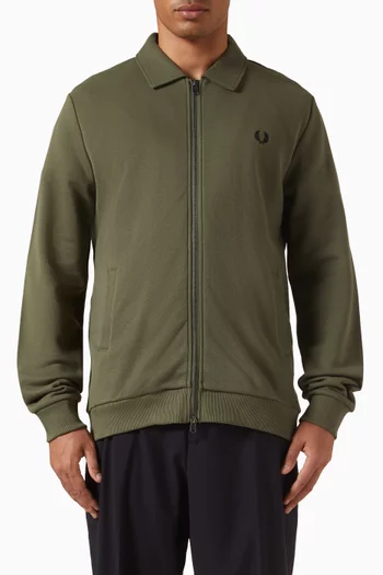 Zip Through Collared Sweatshirt in Cotton-blend