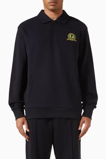 Tennis Badge Collared Sweatshirt in Cotton-belnd