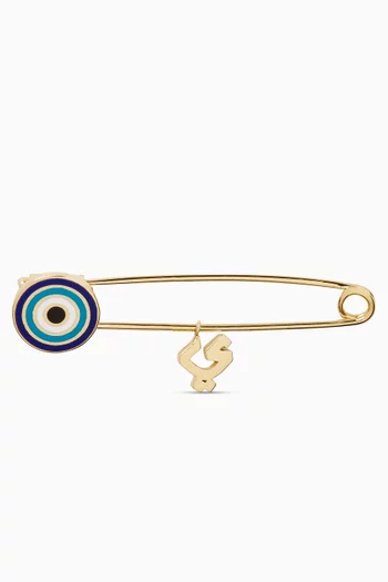 Arabic Letter 'Yaa' Enamel Eye Baby Pin in 18kt Gold