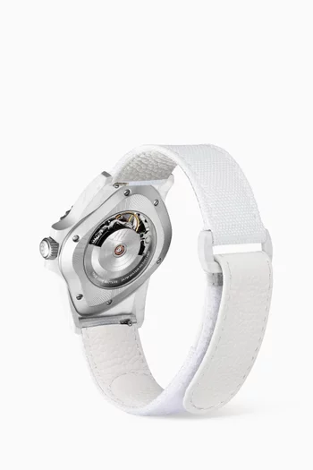 PEA005 Skeleton Automatic Carbon Fibre, Nylon & Leather Watch, 45 x 40mm