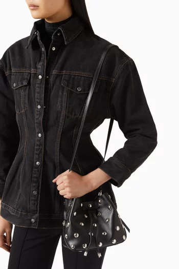 Mini Hocket Stud Bucket Bag in Leather