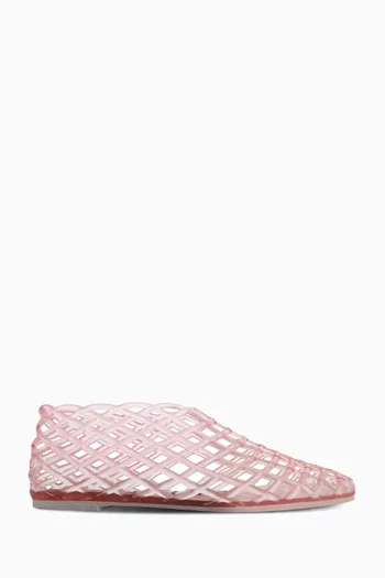 Jelly Fishnet Ballet Flats in Rubber