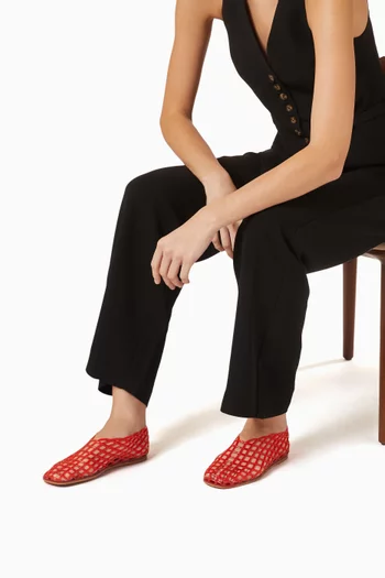 Jelly Fishnet Ballet Flats in Rubber