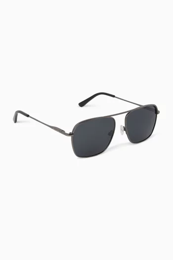Victor Aviator Polarized Sunglasses in Stainless Steel