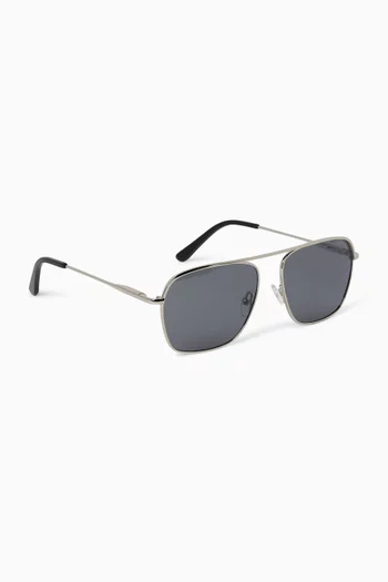 Victor Aviator Polarized Sunglasses in Stainless Steel