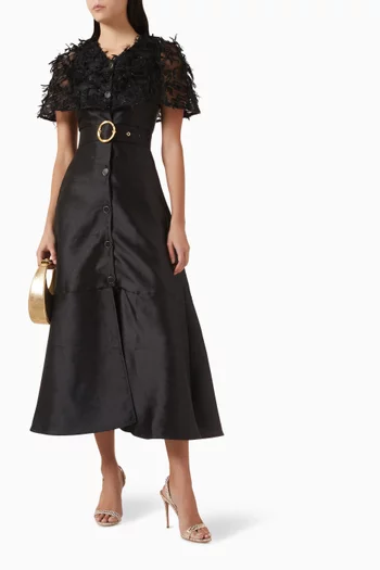 Feather Belted Dress