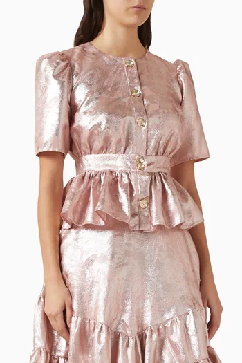 Metallic Peplum Top