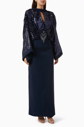 فستان سهرة بتطريزات كريب