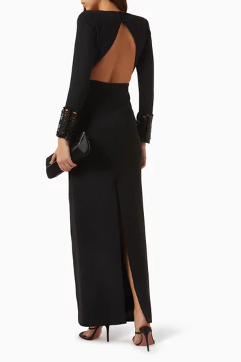 فستان سهرة بظهر مكشوف كريب