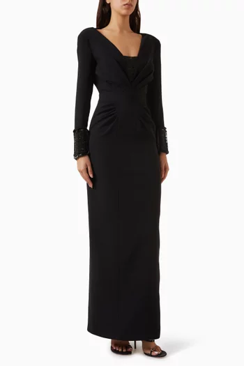 فستان سهرة بظهر مكشوف كريب