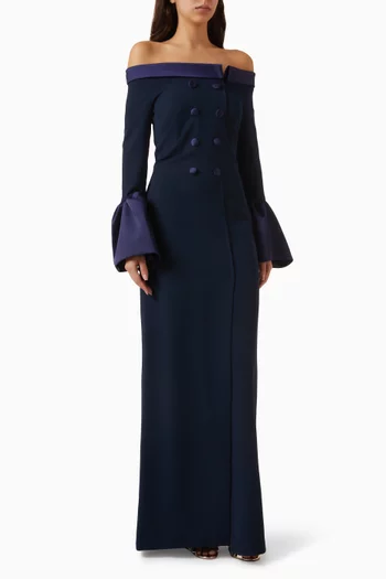 فستان سهرة بأكتاف مكشوفة كريب