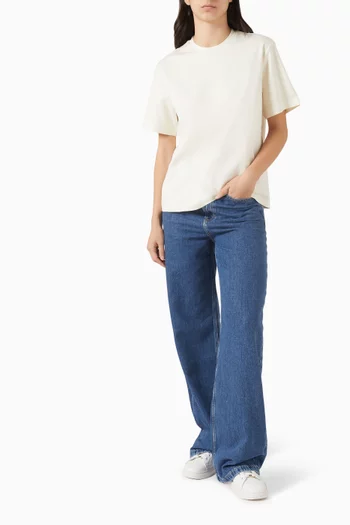 Embroidered T-shirt in Mercerised Cotton