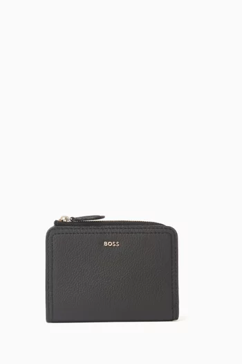 Logo Lettering Wallet in Grained Leather