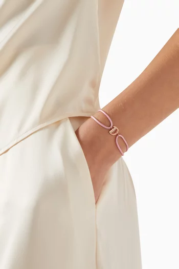 Retro Diamond & Enamel Letter 'D' Bracelet in 18kt Rose Gold