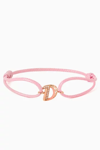 Retro Diamond & Enamel Letter 'D' Bracelet in 18kt Rose Gold