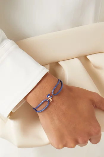 Retro Diamond & Enamel Letter 'F' Bracelet in 18kt Rose Gold