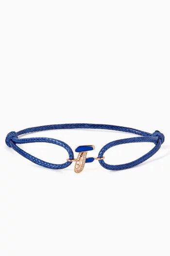Retro Diamond & Enamel Letter 'F' Bracelet in 18kt Rose Gold