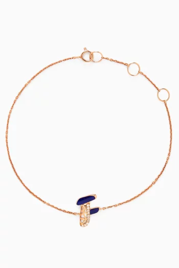 Retro Diamond & Enamel Letter 'F' Bracelet in 18kt Rose Gold