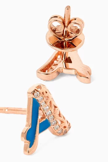 Retro 'A' Diamond Stud Earrings in 18kt Rose Gold