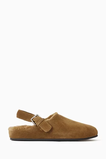 Shearling Mules in Suede