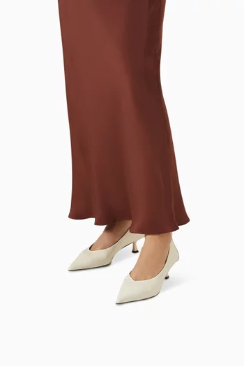 حذاء كلاسيك بكعب مائل 50 مم جلد